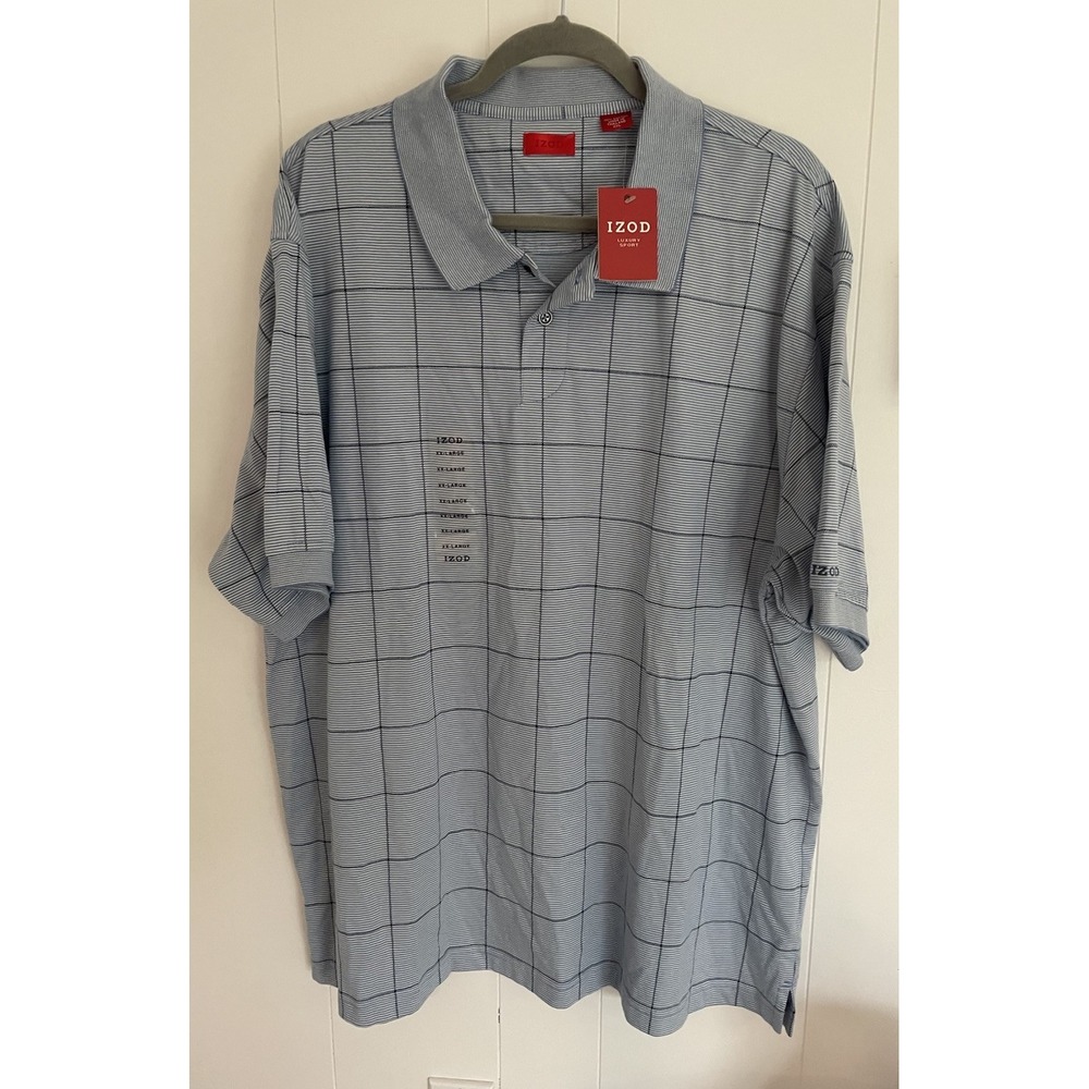 IZOD Luxury Sport Cotton Polo Shirt Men's  XXL Lightweight‎ Slate Blue NWT $64